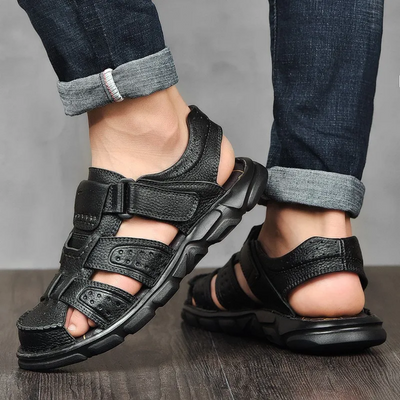 Sandales D’Été En Cuir Texturé Pour Homme