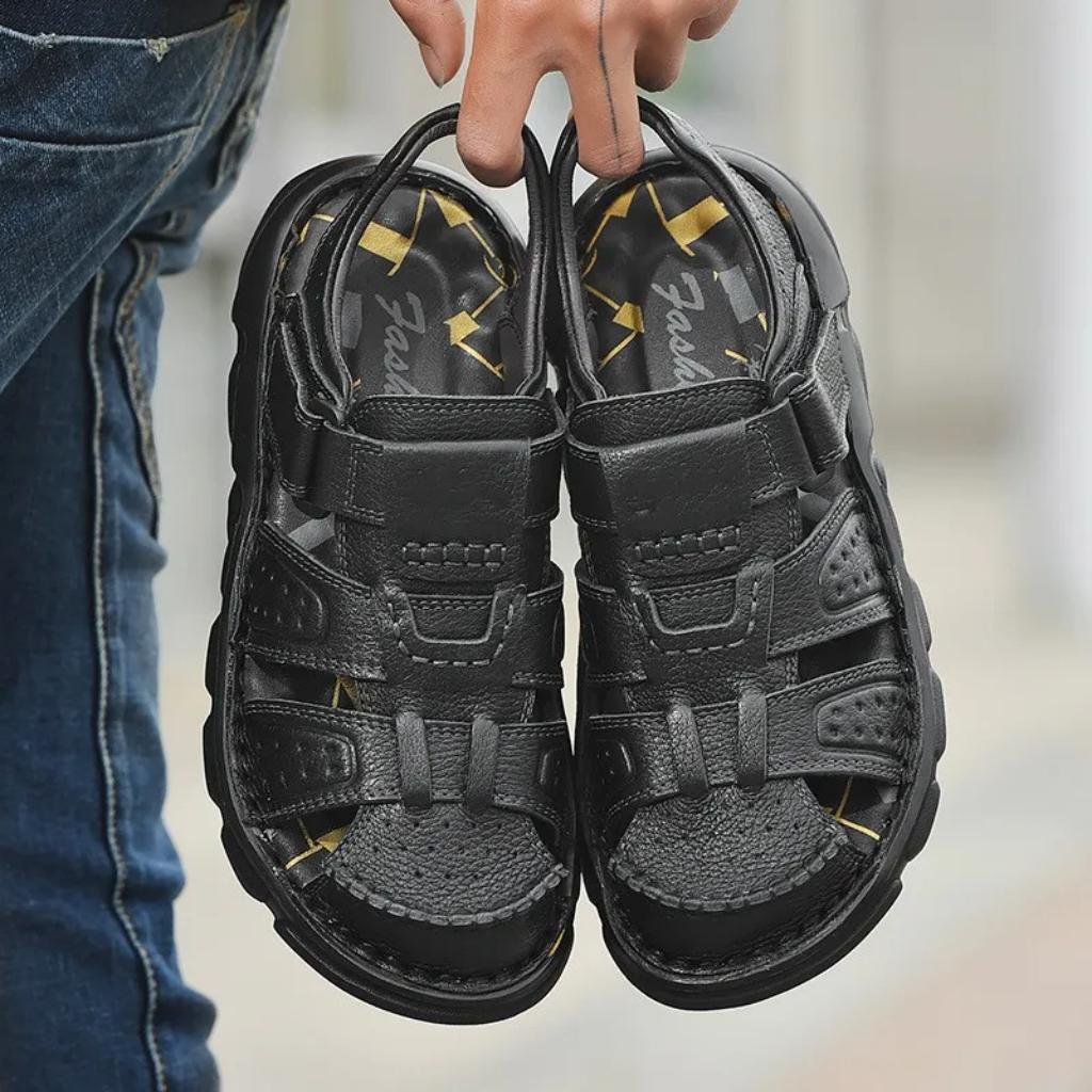 Sandales D’Été En Cuir Texturé Pour Homme