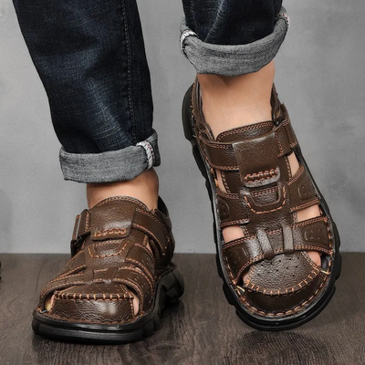 Sandales D’Été En Cuir Texturé Pour Homme