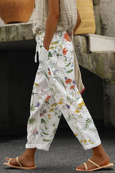 Pantalon Large pour Femmes avec Taille à Cordon de Rattachement