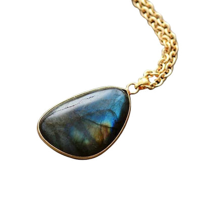 Collier fait main, pendentif en labradorite naturelle