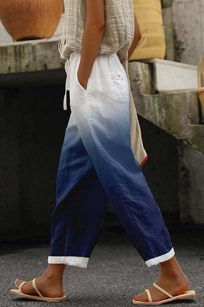 Pantalon Large pour Femmes avec Taille à Cordon de Rattachement