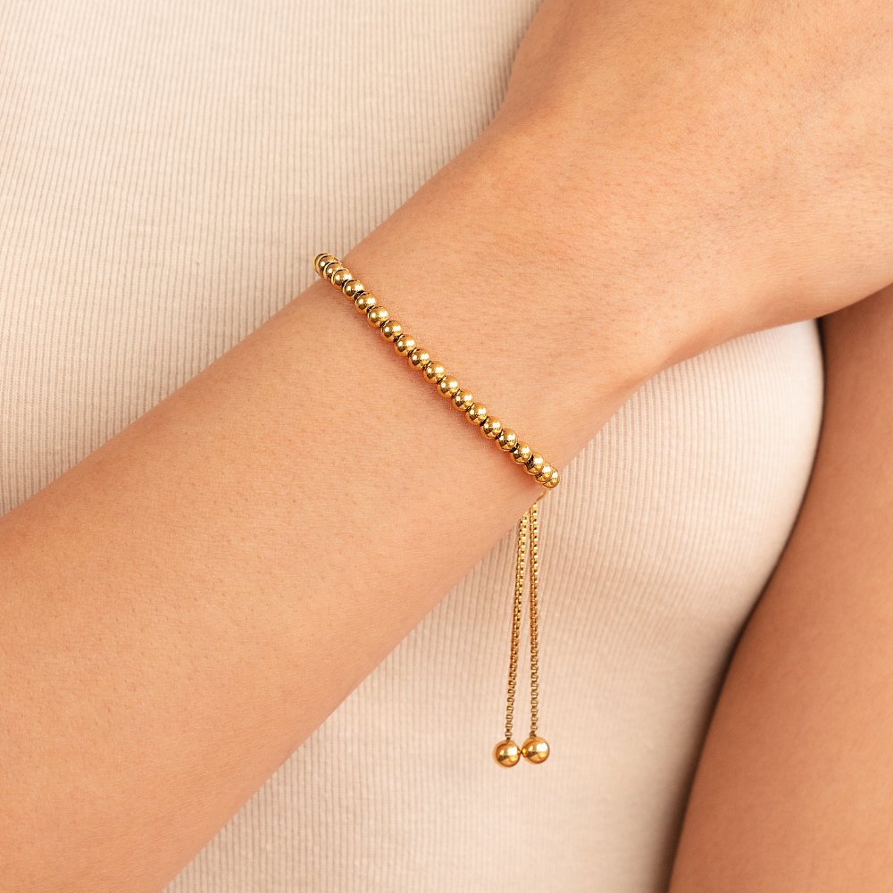 Nila - Bracelet plaqué or avec perles