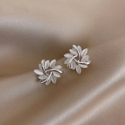 Boucles d’Oreilles Fleur Rondes en Opale