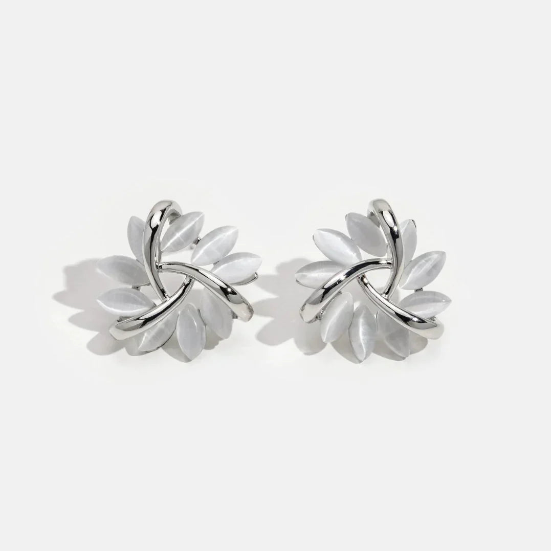 Boucles d’Oreilles Fleur Rondes en Opale