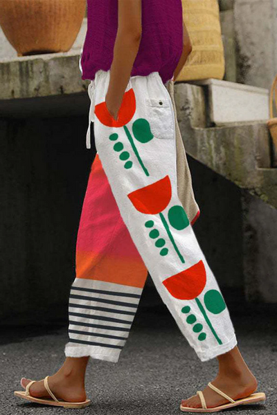 Pantalon Large pour Femmes avec Taille à Cordon de Rattachement