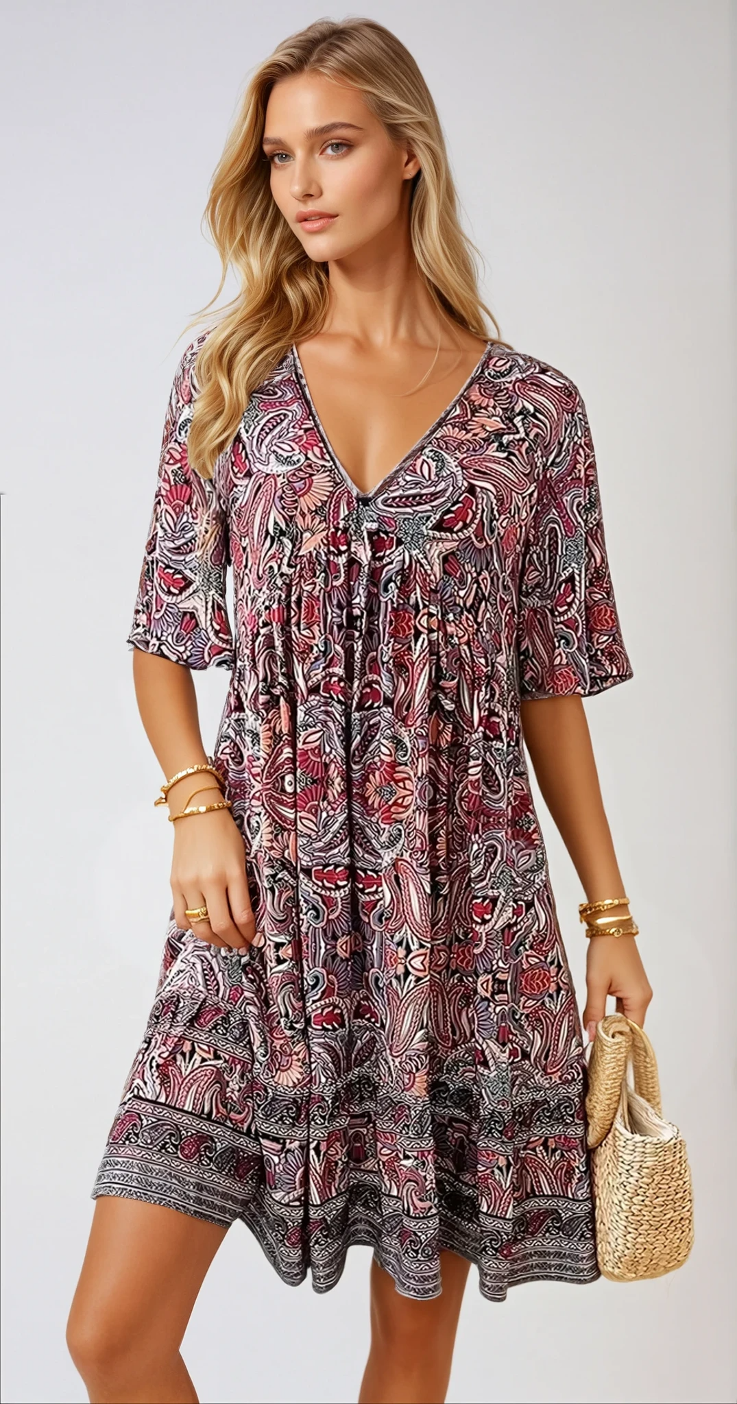 Amélie - Mini-robe imprimée décolleté en V
