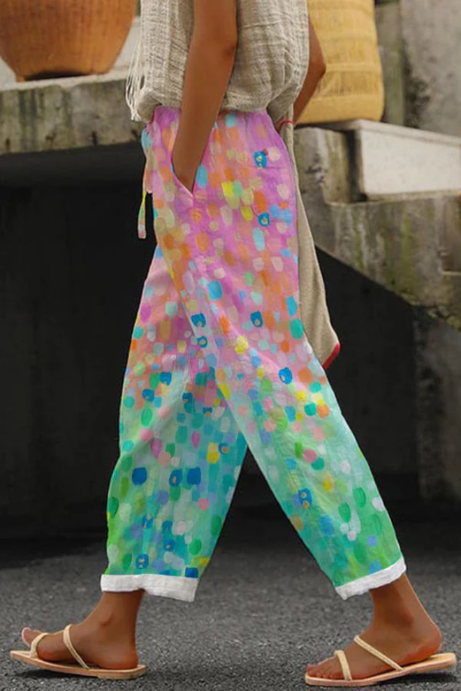 Pantalon Large pour Femmes avec Taille à Cordon de Rattachement