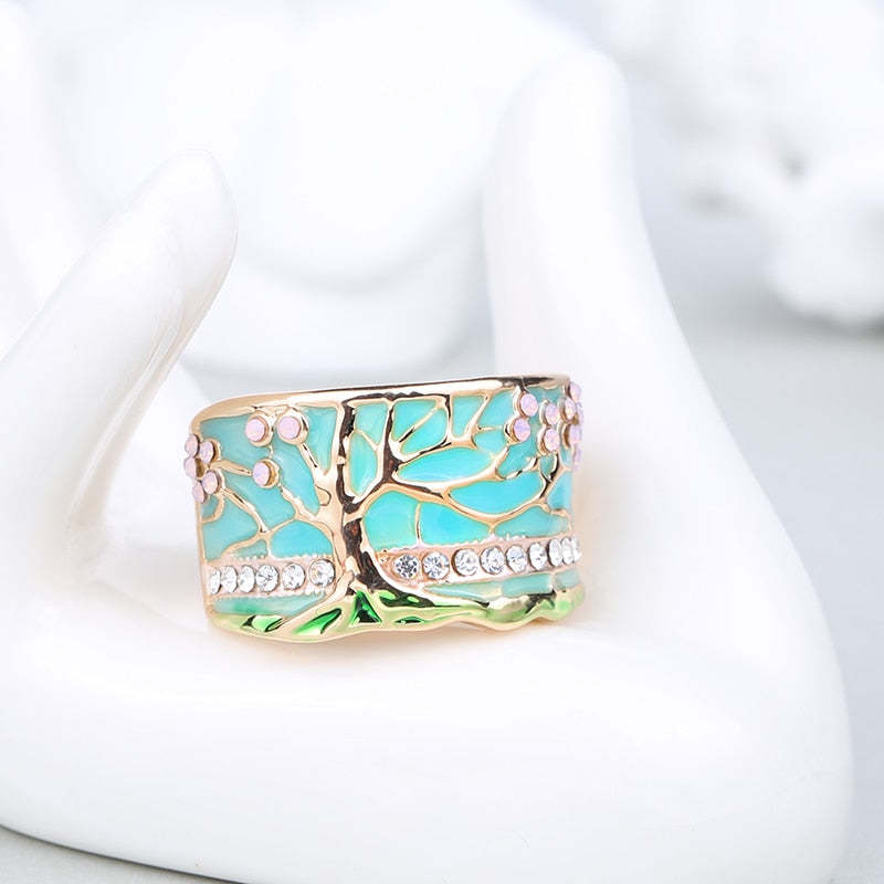 Bague en opale de l'arbre de vie