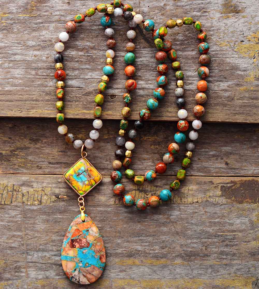 Collier spirituel en jaspe multicolore