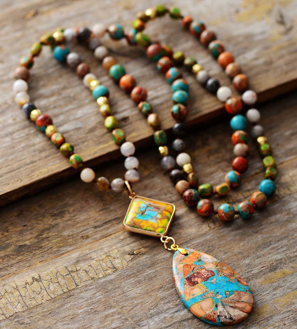 Collier spirituel en jaspe multicolore