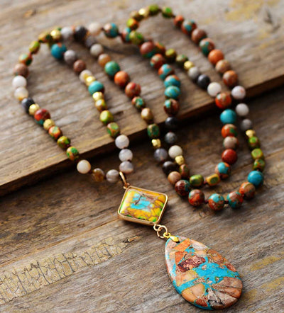Collier spirituel en jaspe multicolore