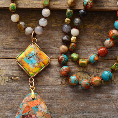 Collier spirituel en jaspe multicolore