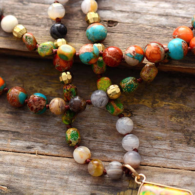 Collier spirituel en jaspe multicolore