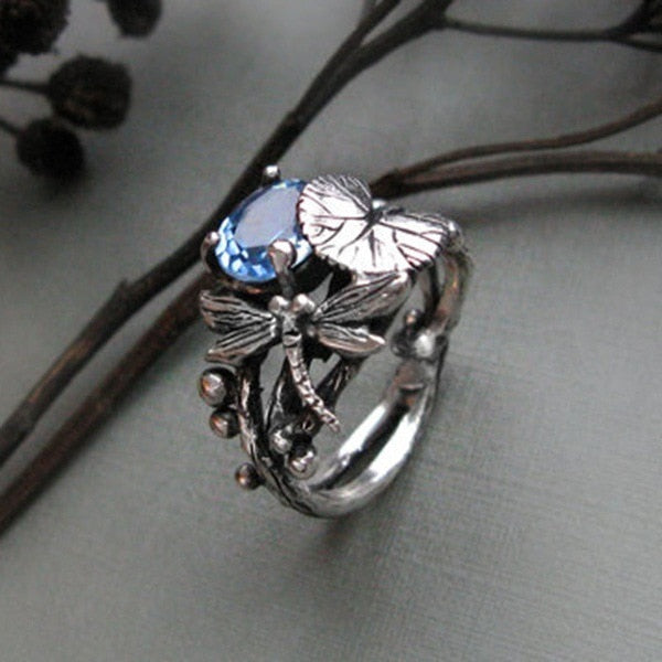 Bague libellule Lotus Gem faite à la main