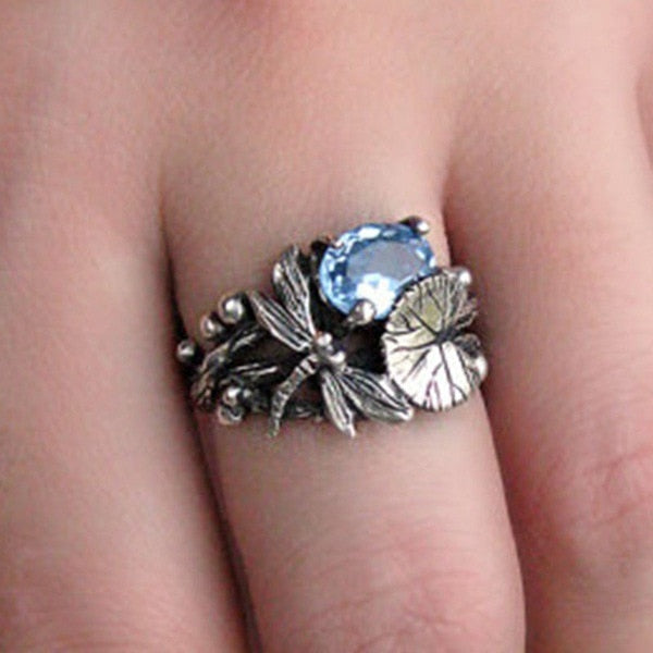 Bague libellule Lotus Gem faite à la main