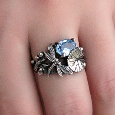 Bague libellule Lotus Gem faite à la main