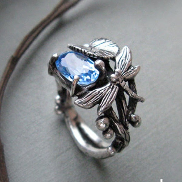 Bague libellule Lotus Gem faite à la main
