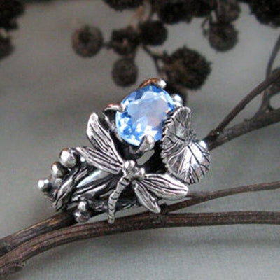 Bague libellule Lotus Gem faite à la main