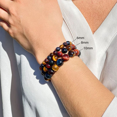 Bracelet "Oeil Multiple" en Oeil de Tigre, Oeil de Taureau & Oeil de Faucon