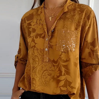 Sylke - Top Imprimé à Demi Bouton