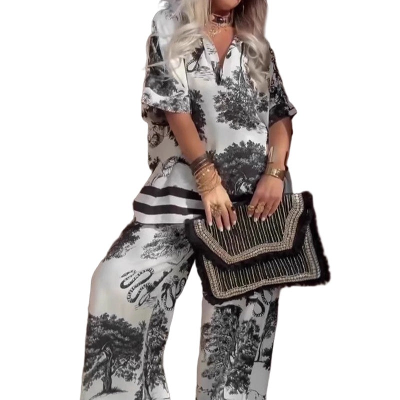 Ensemble Deux Pièces V-Neck PrintedEase™