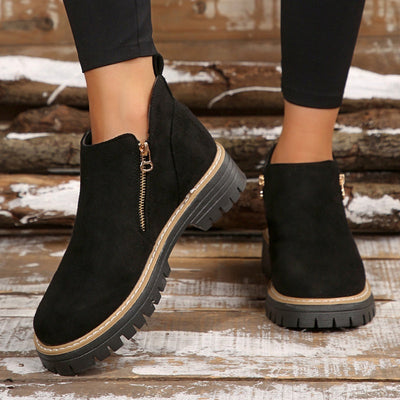 ✨ BEST SELLER🔥Bottines pour femmes à bout rond et fermeture à glissière sur le côté
