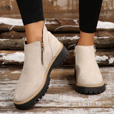 ✨ BEST SELLER🔥Bottines pour femmes à bout rond et fermeture à glissière sur le côté