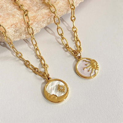 Collier Soleil & Lune en nacre – Harmonie et énergie