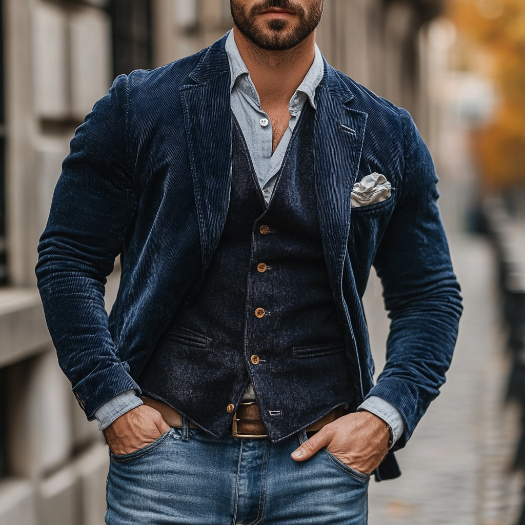 Blazer classique avec gilet assorti