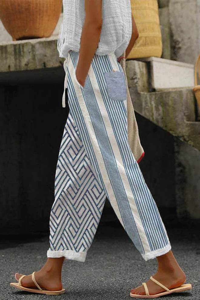 Pantalon Large pour Femmes avec Taille à Cordon de Rattachement