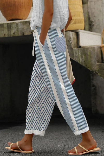 Pantalon Large pour Femmes avec Taille à Cordon de Rattachement