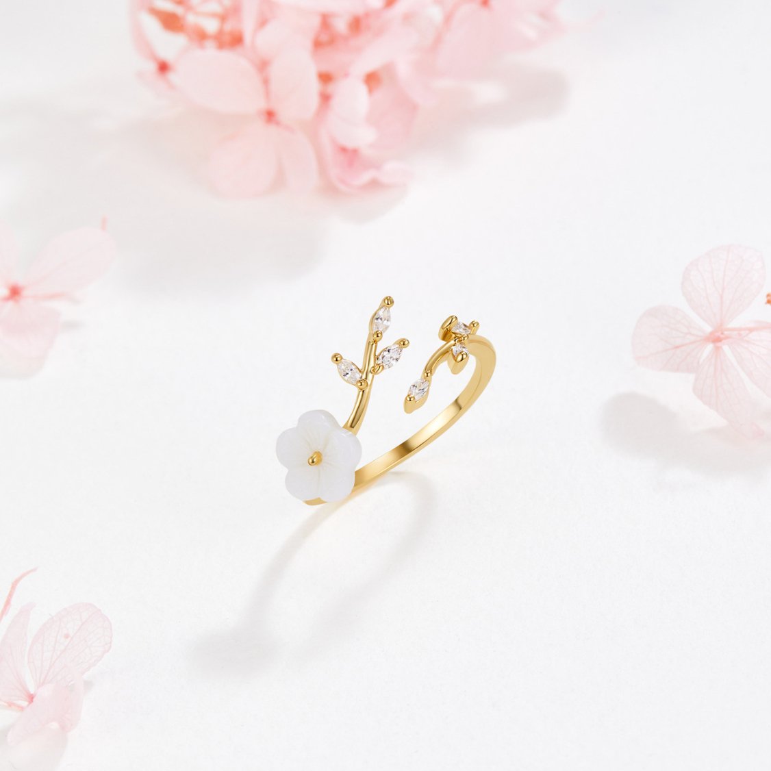 Claire – Bague fleurs blanches