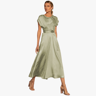Isabelle - Robe en satin avec drapé croisé et décolleté en V