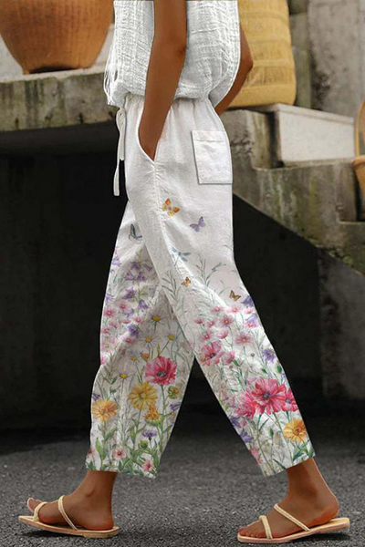 Pantalon Large pour Femmes avec Taille à Cordon de Rattachement