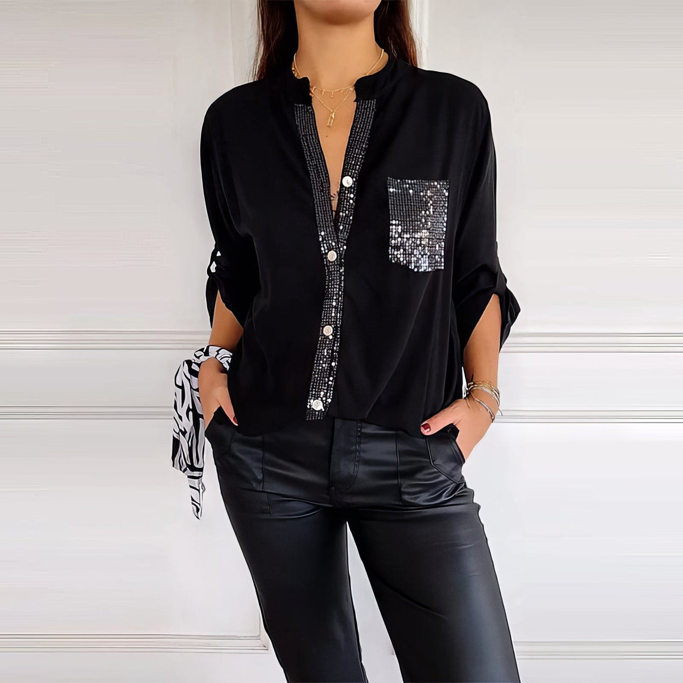 Chemise de tous les jours à paillettes et patchwork