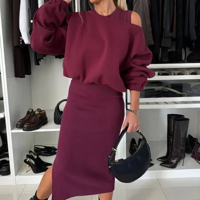 Ensemble pull-over et robe sans manches 2 pièces pour femmes
