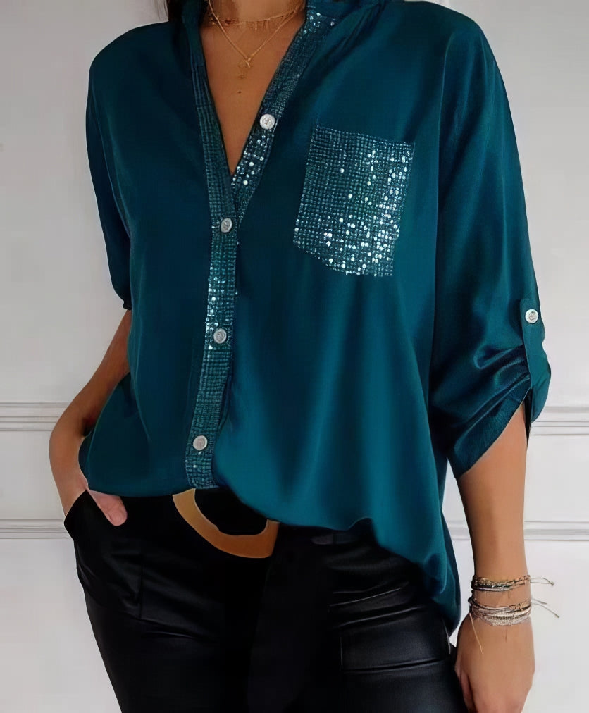 Chemise de tous les jours à paillettes et patchwork