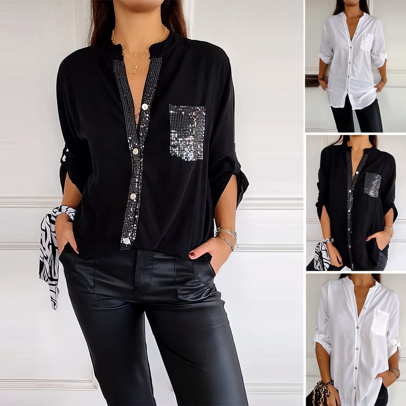Chemise de tous les jours à paillettes et patchwork