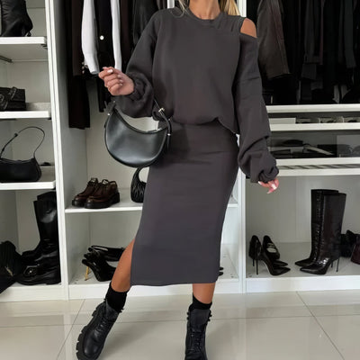 Ensemble pull-over et robe sans manches 2 pièces pour femmes
