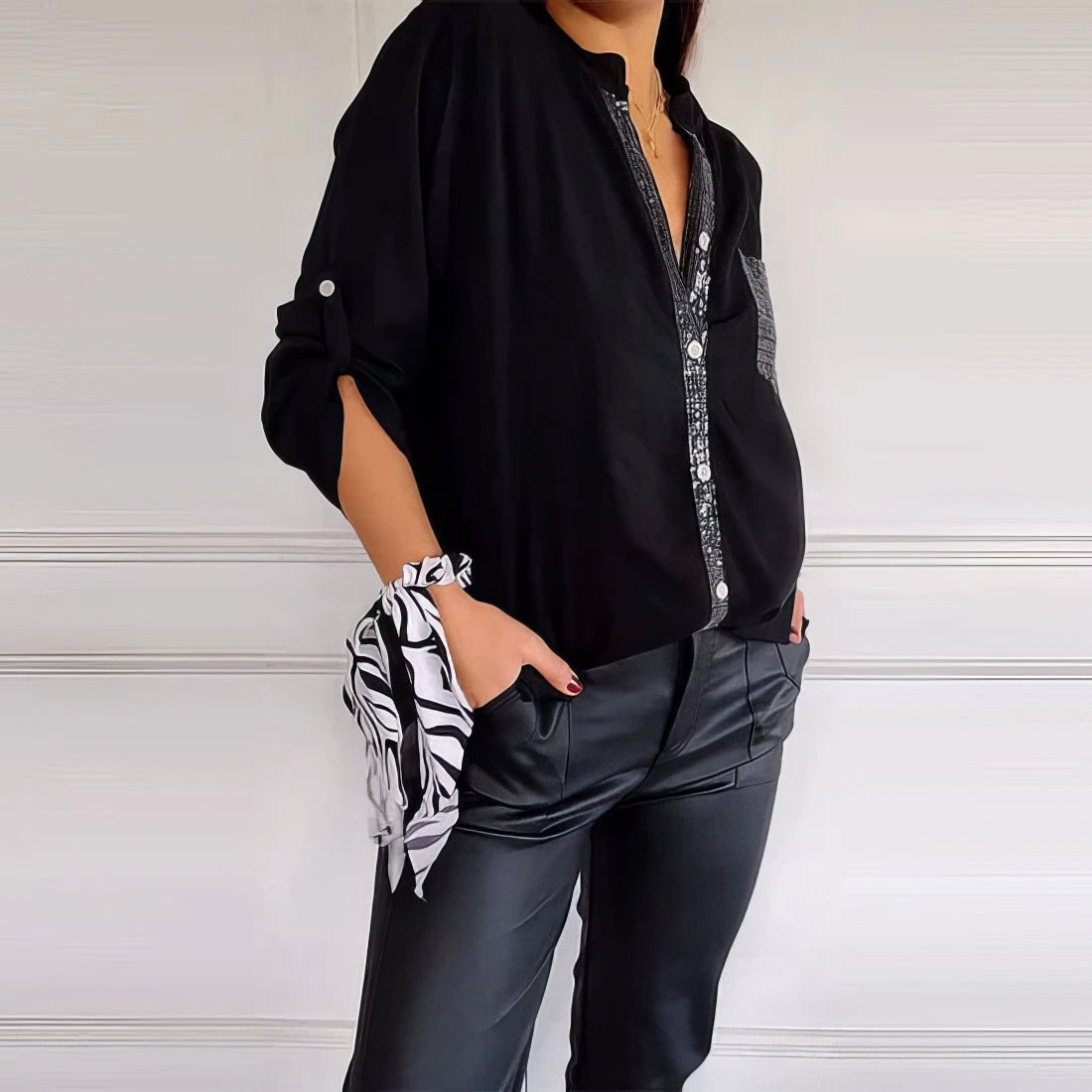 Chemise de tous les jours à paillettes et patchwork