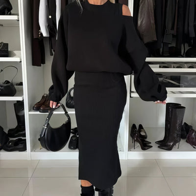 Ensemble pull-over et robe sans manches 2 pièces pour femmes