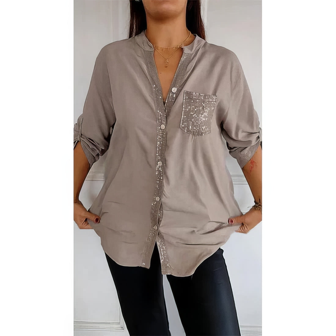 Chemise de tous les jours à paillettes et patchwork