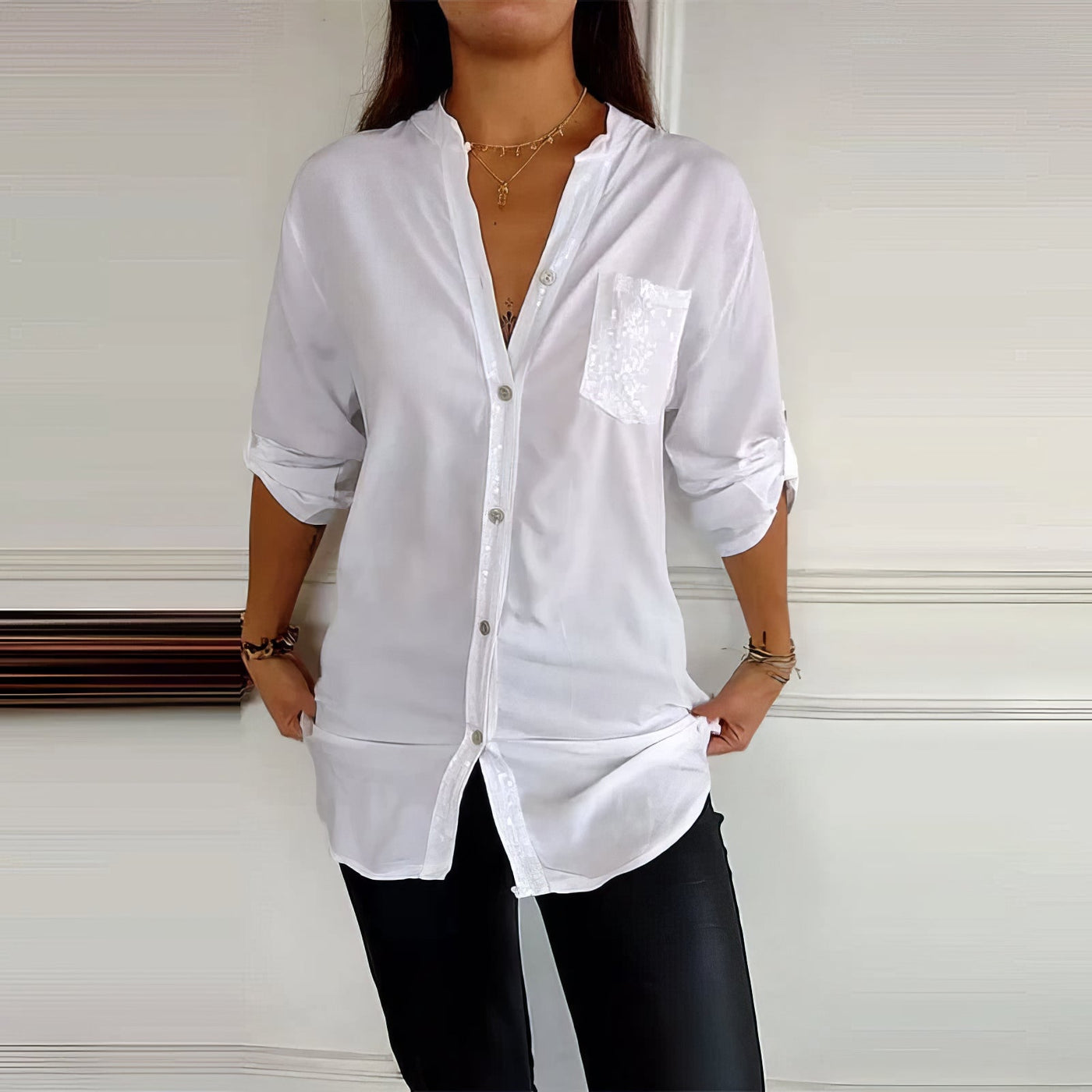 Chemise de tous les jours à paillettes et patchwork