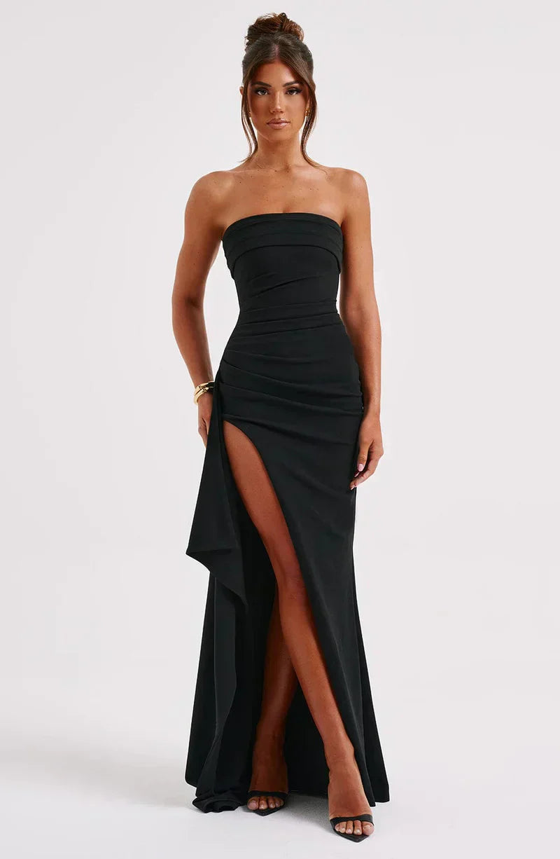 Édith - Robe maxi torsadée avec décolleté en V