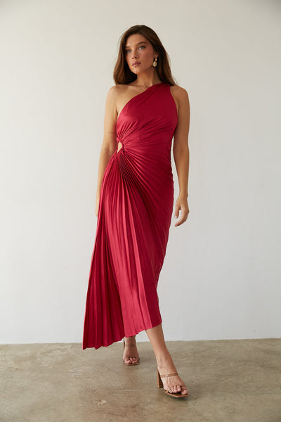 Sylviana - Robe midi à plis et une épaule